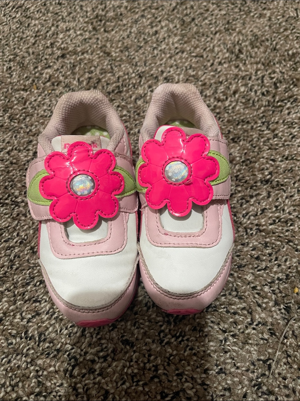 Kids Pink Flower Strap Sneakers - Reebok